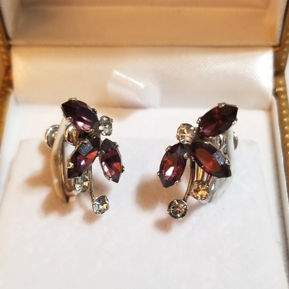 VanDell Sterling Crystal Earrings ~ Rare Vintage - Picture 1 of 7